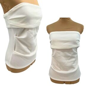 Emerson Lang (Large - NWOT) White Ruched Strapless Top